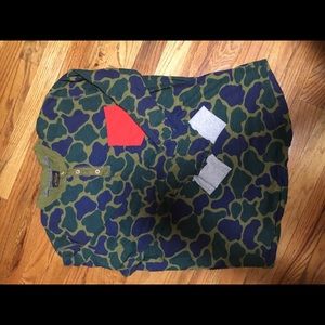 Camo Mandarin Collar Henley Vintage New Mens S